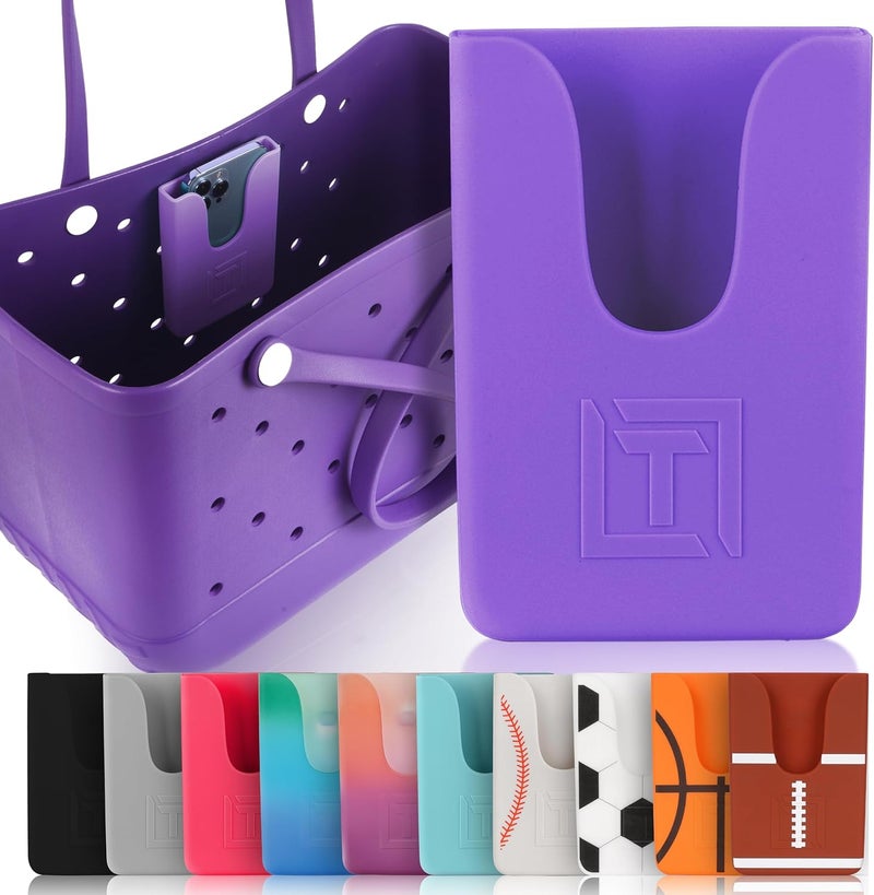 Tributary Brands - Purple Phone Holder for Bogg Bag and Simple Modern Bag - Made of Silicone and Fits All Phone Sizes - Image 1